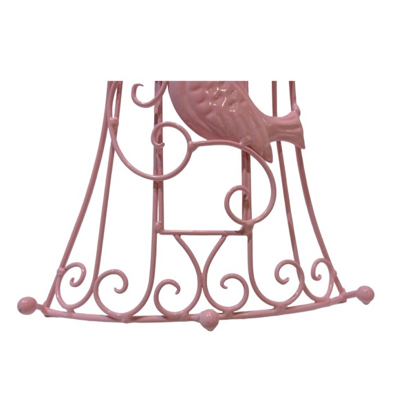 Light Pink Metal Dress Hanging Jewelry Holder with Bird - Picture 2 of 2